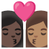 👩🏿‍❤️‍💋‍👩🏽 kiss: woman, woman, dark skin tone, medium skin tone display on Google